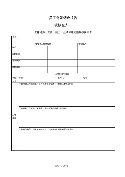 员工背景调查报告