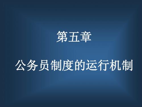 第五章   公务员制度的运行机制