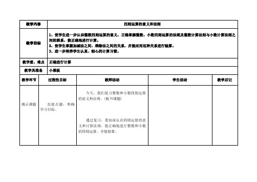 四则运算的意义和法则教案