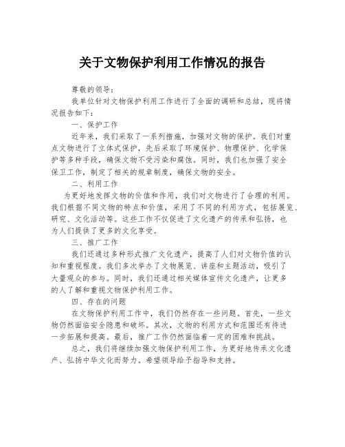 关于文物保护利用工作情况的报告