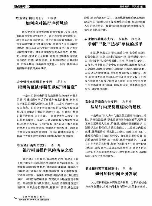 农业银行南京建邺支行：李廉 如何加快中间业务发展