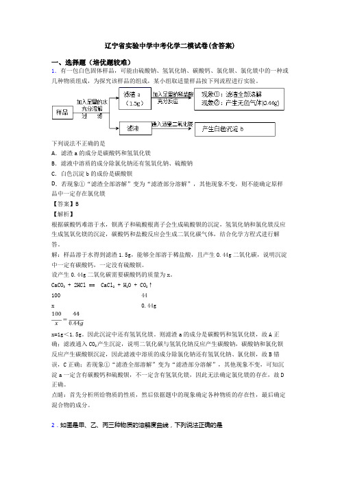 辽宁省实验中学中考化学二模试卷(含答案)