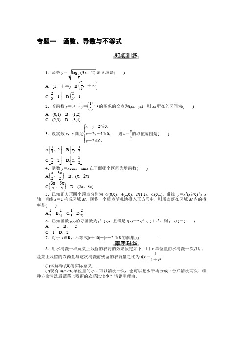 广东新高考数学理科一轮总复习课时练习专题一 函数、导数与不等式(含答案详析)