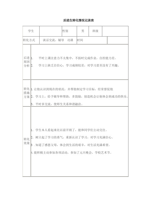 后进生转化记录表3