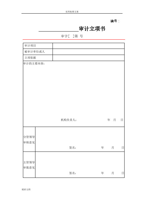 内部审计常用表格文书