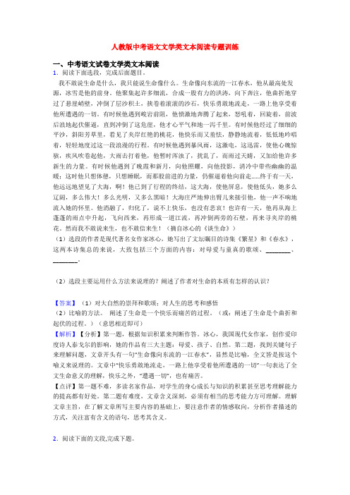 人教版中考语文文学类文本阅读专题训练