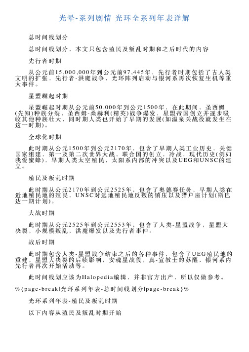 光晕系列剧情光环全系列年表详解