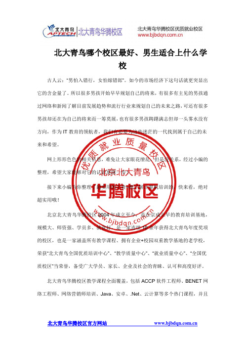 北大青鸟哪个校区好、男生适合上什么学校