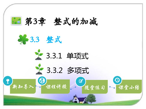 华师版七年级数学上册 3.3.1  单项式  3.3.2   多项式