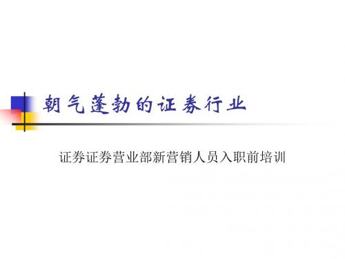 证券证券营业部新营销人员入职前培训：朝气蓬勃的证券行业-文档资料