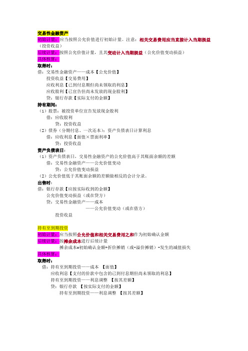 金融资产的总结