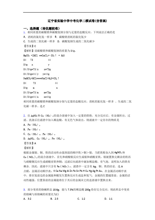 辽宁省实验中学中考化学二模试卷(含答案)