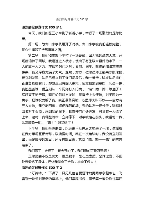 激烈的足球赛作文500字