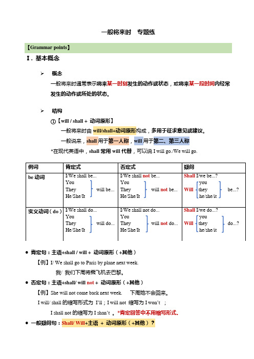 牛津译林版 英语 7B Unit2 语法一般将来时学案设计+练习(含答案)