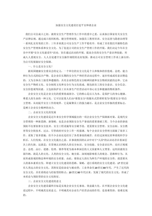 加强安全文化建设 打造平安和谐企业