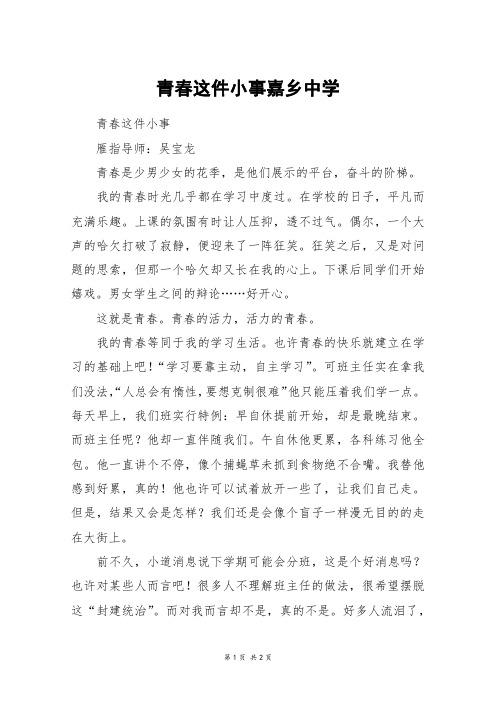 青春这件小事嘉乡中学_初二作文