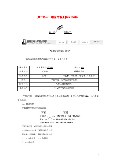 高考生物一轮教师用书 第3单元 第1讲 酶和ATP教案 新人教版必修1
