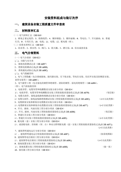 建筑水电安装资料组成与装订
