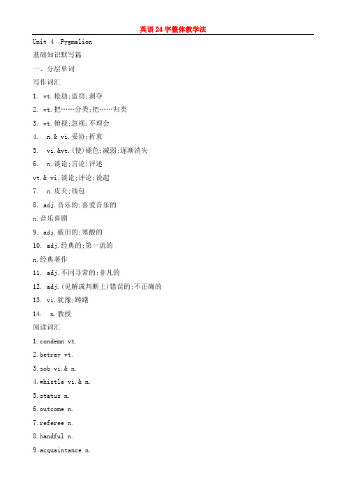 新人教版选修8Unit 4 Pygmalion分层词汇训练 