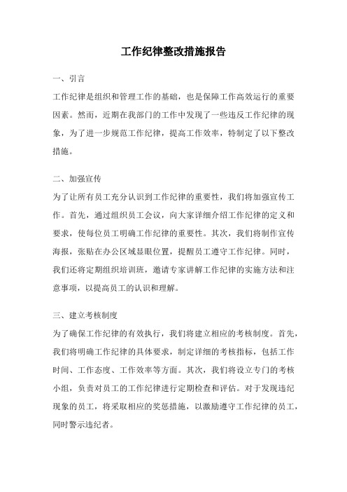 工作纪律整改措施报告