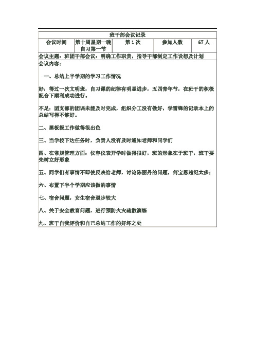 班干部会议记录