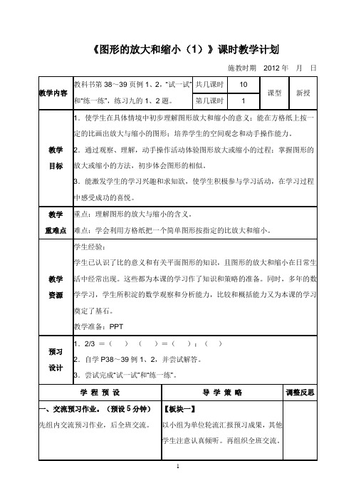 《图形的放大和缩小(1)》课时教学计划