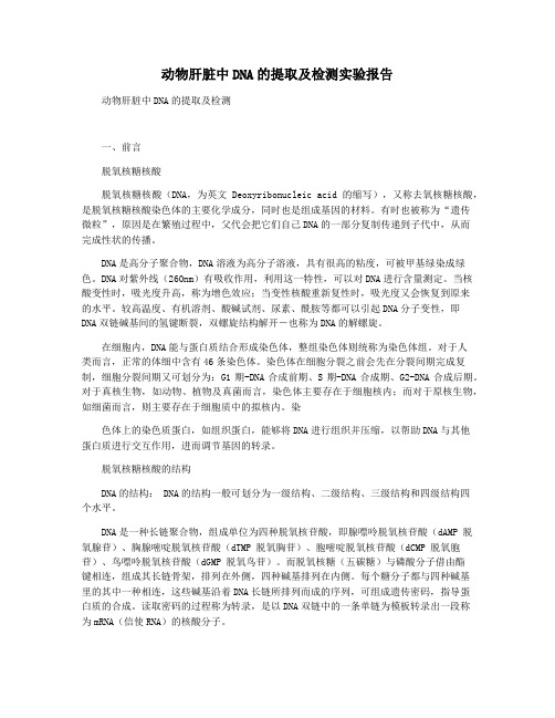 动物肝脏中DNA的提取及检测实验报告