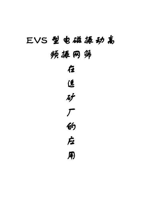 EVS型电磁振动高频振网筛在选矿厂的应用