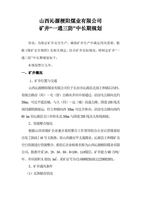 山西沁源梗阳煤业有限公司有限公司中长远发展规划2