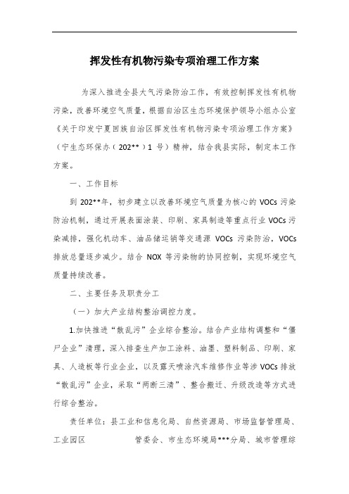 挥发性有机物污染专项治理工作方案
