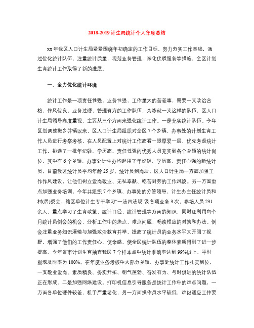 2018-2019计生局统计个人年度总结