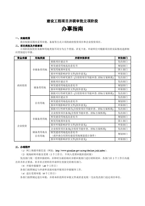 建设工程项目并联审批立项阶段