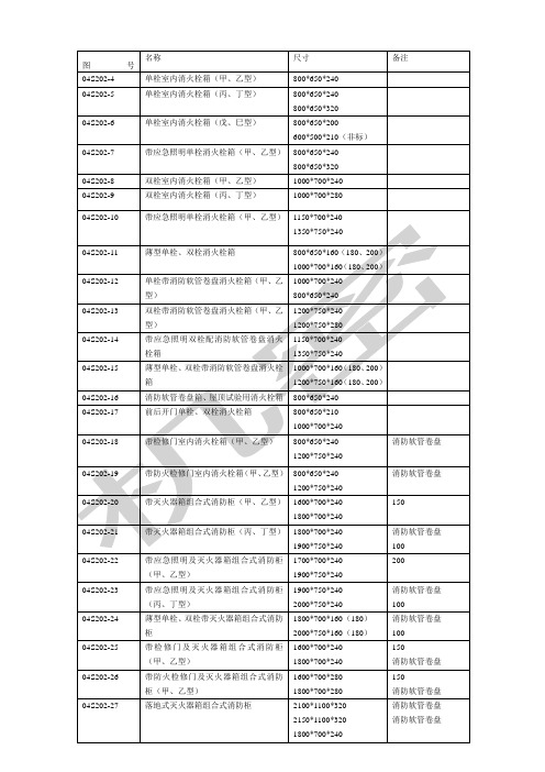 国家消火栓标准图集消火栓型号尺寸简表全新