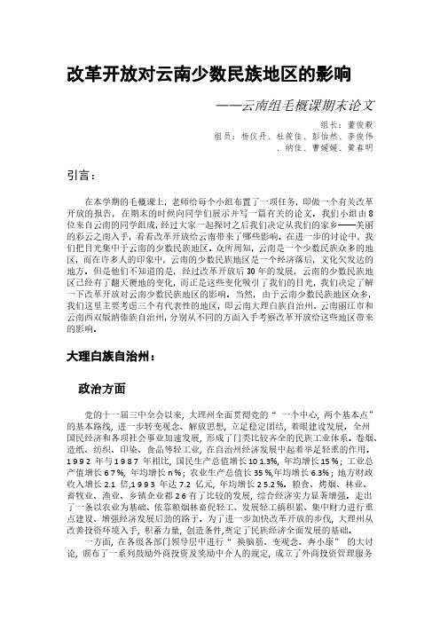改革开放对云南少数民族地区的影响