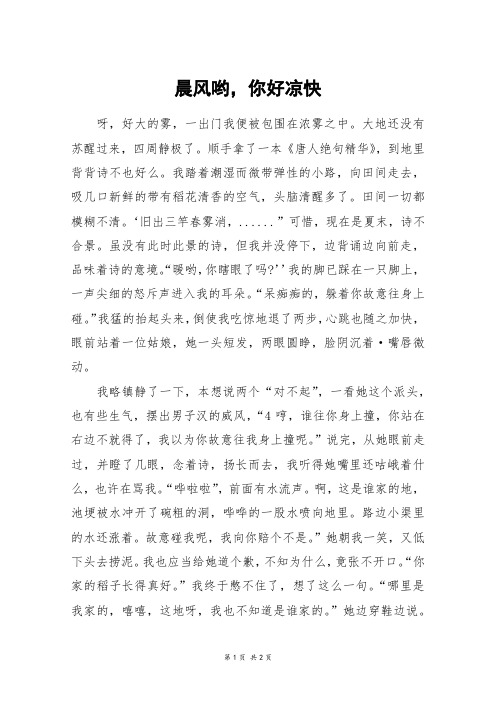 晨风哟,你好凉快_五年级作文