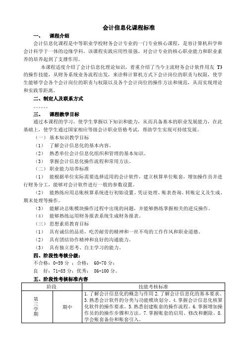 会计信息化考核标准