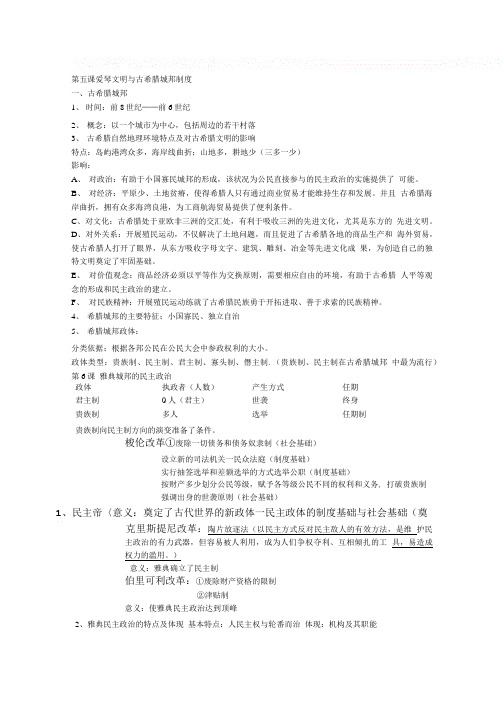 岳麓版高中历史必修一第二单元知识梳理.doc