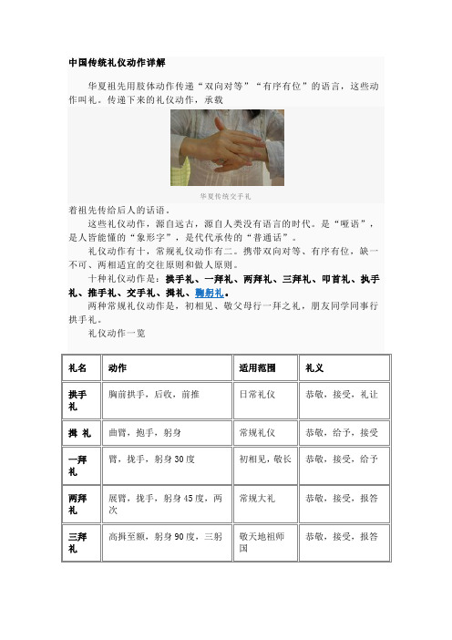中国传统礼仪动作详解