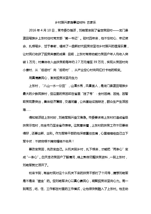 乡村振兴家庭事迹材料 农家乐