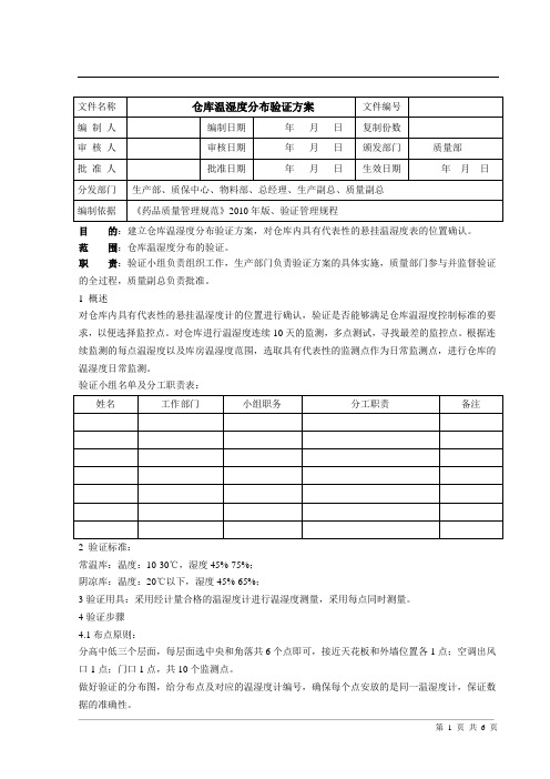 仓库温湿度分布验证方案