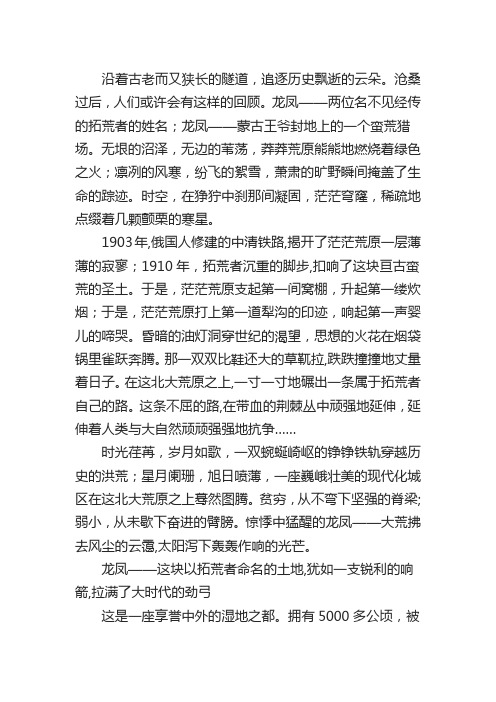 招商引资宣传片脚本文稿——大美龙凤筑梦图腾