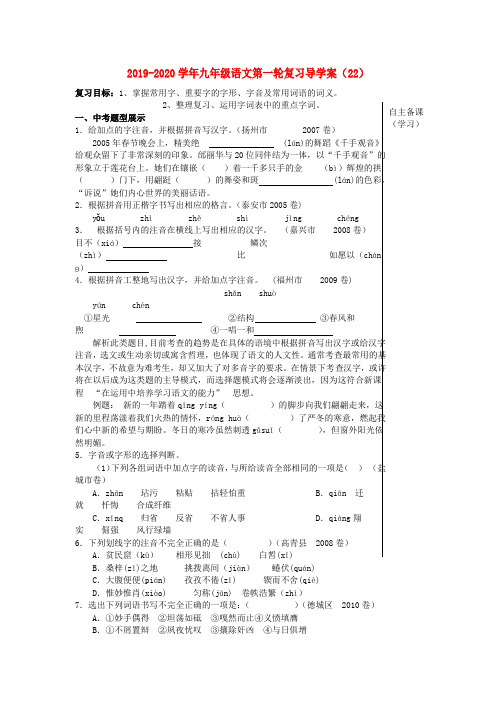 2019-2020学年九年级语文第一轮复习导学案(22).doc