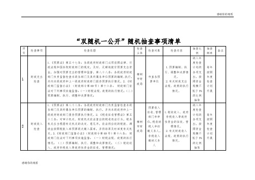 “双随机一公开”随机抽查事项清单 .doc