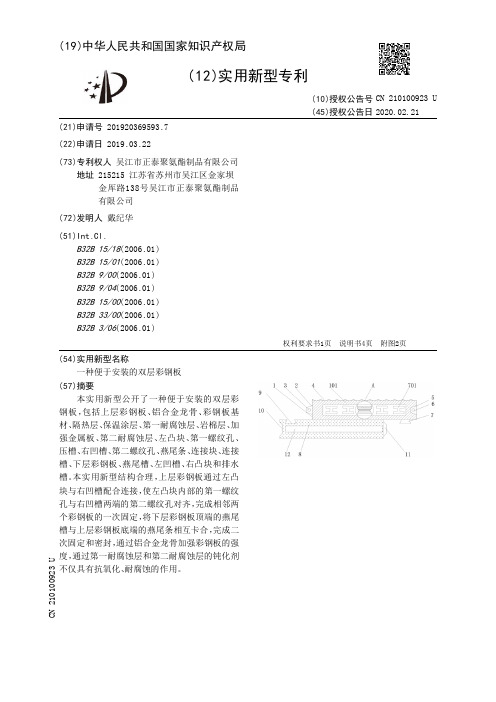 【CN210100923U】一种便于安装的双层彩钢板【专利】