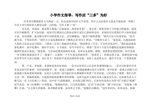 【小学作文指导】小学作文指导：写作应“三多”为好