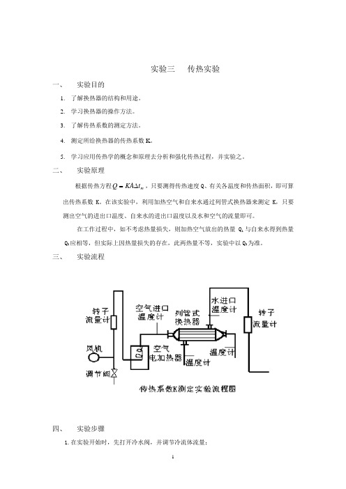 江苏大学化工原理实验三 传热实验