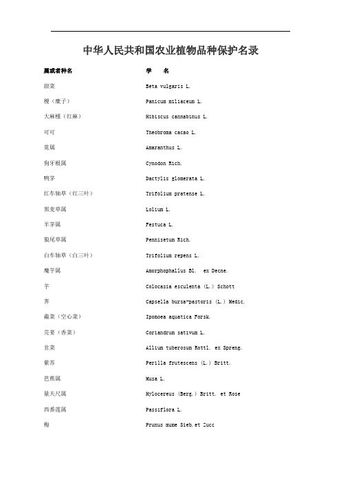 中华人民共和国农业植物品种保护名录