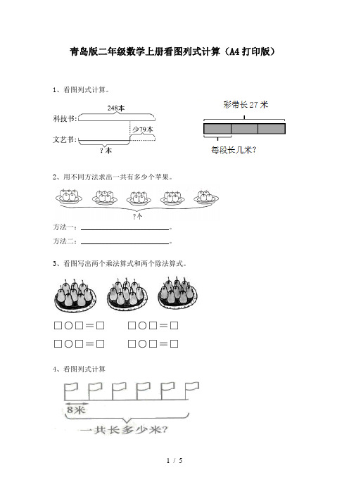 青岛版二年级数学上册看图列式计算(A4打印版)