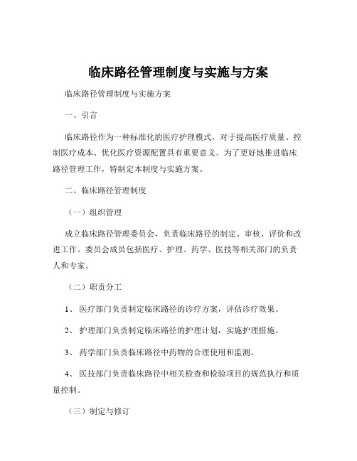 临床路径管理制度与实施与方案