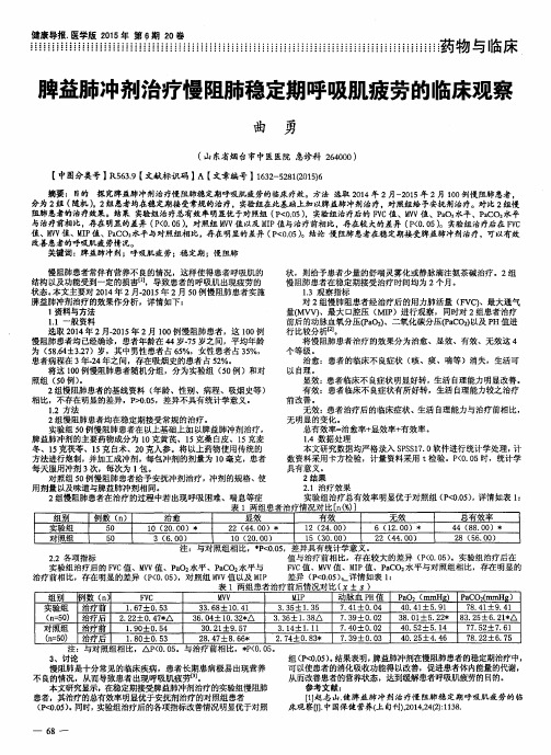 脾益肺冲剂治疗慢阻肺稳定期呼吸肌疲劳的临床观察